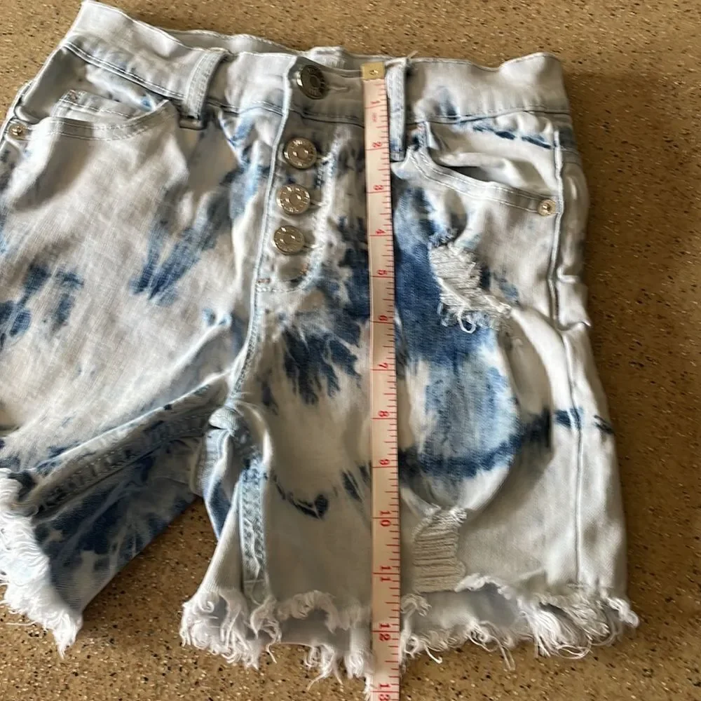Justice bleach dyed deconstructed cutoff jean shorts